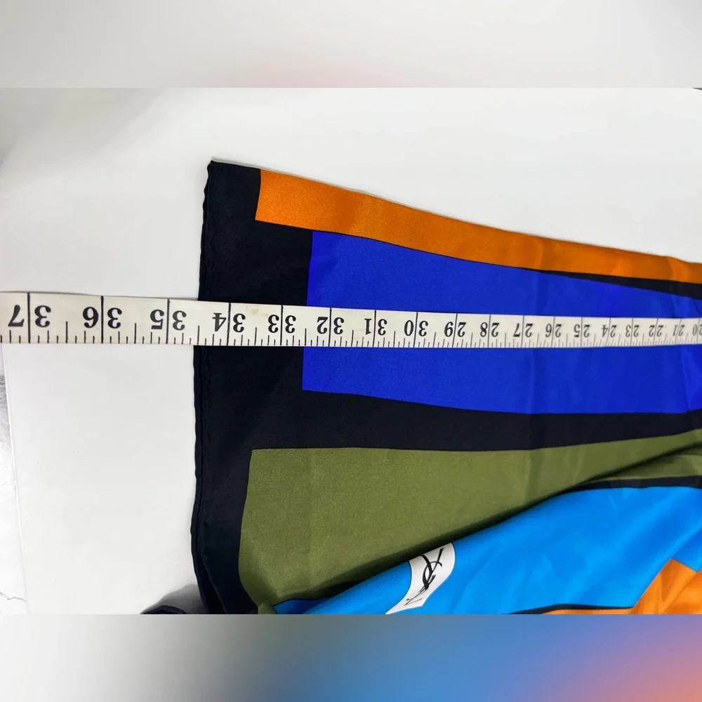 Vintage  YSL Yves Saint Laurent Silk  Colour Block - Picture 10 of 10